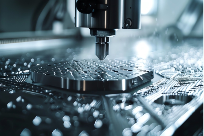 CNC machine producing metal panels