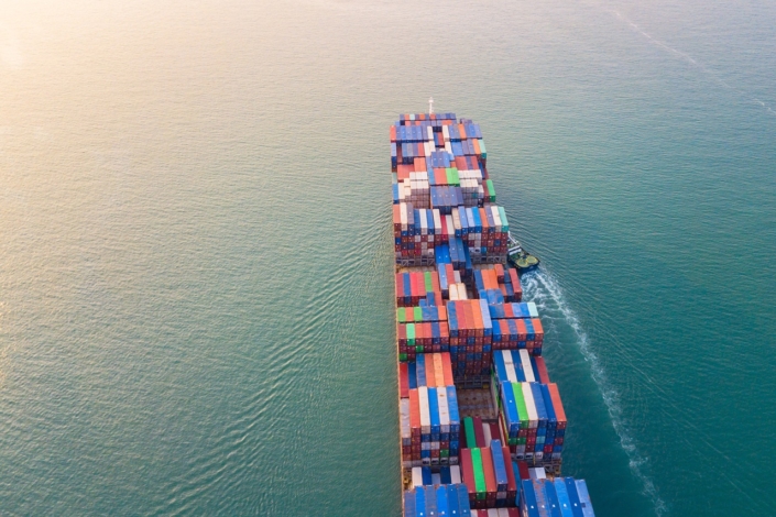Cargo ship in import and export industry